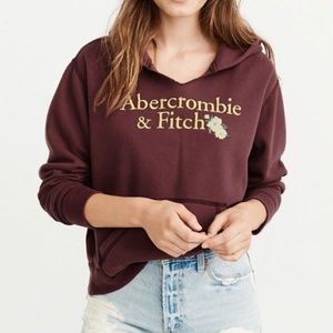 abercrombie fitch FLORAL EMBROIDERED LOGO HOODIE